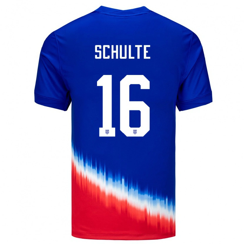 Danxen Homme Maillot États-Unis Patrick Schulte #16 Bleu Tenues Extérieur 24-26 T-Shirt