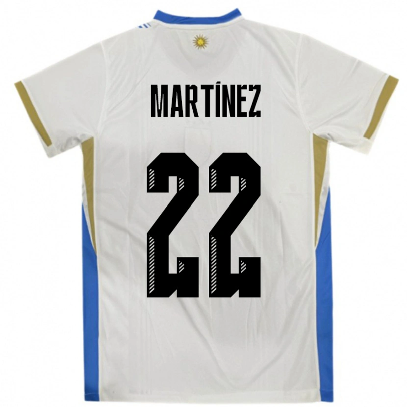 Danxen Homme Maillot Uruguay Fredy Martínez #22 Blanc Bleu Tenues Extérieur 24-26 T-Shirt