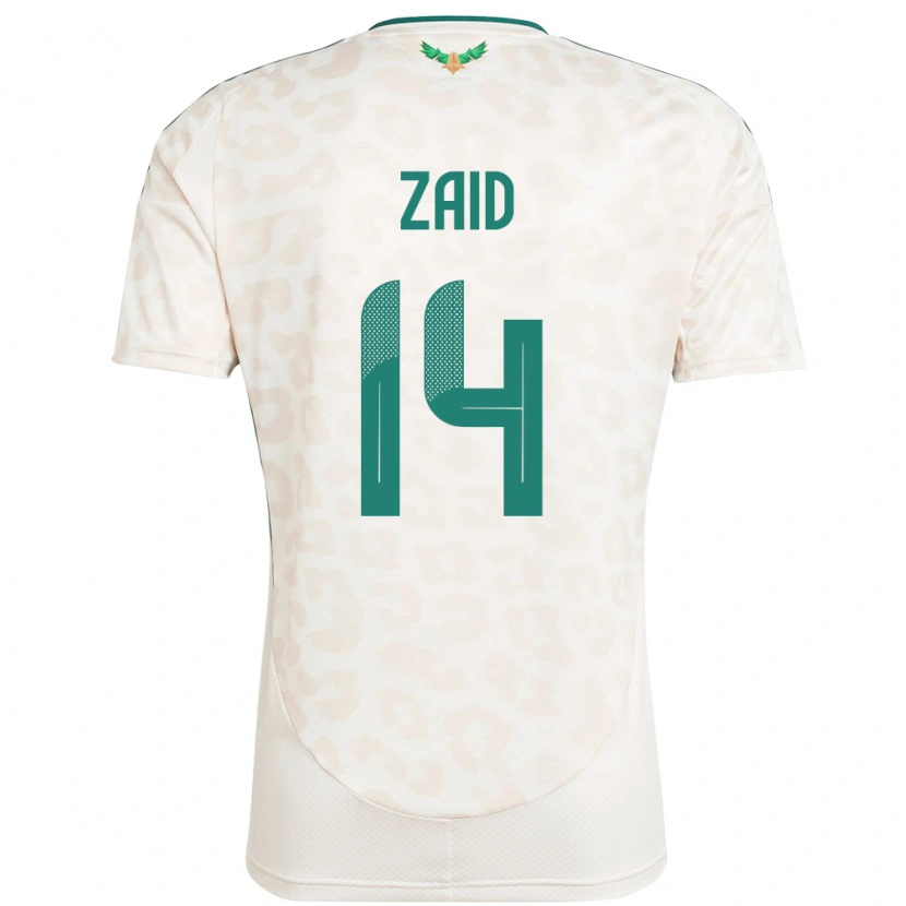 Danxen Homme Maillot Arabie Saoudite Abdullah Zaid #14 Blanc Tenues Extérieur 24-26 T-Shirt