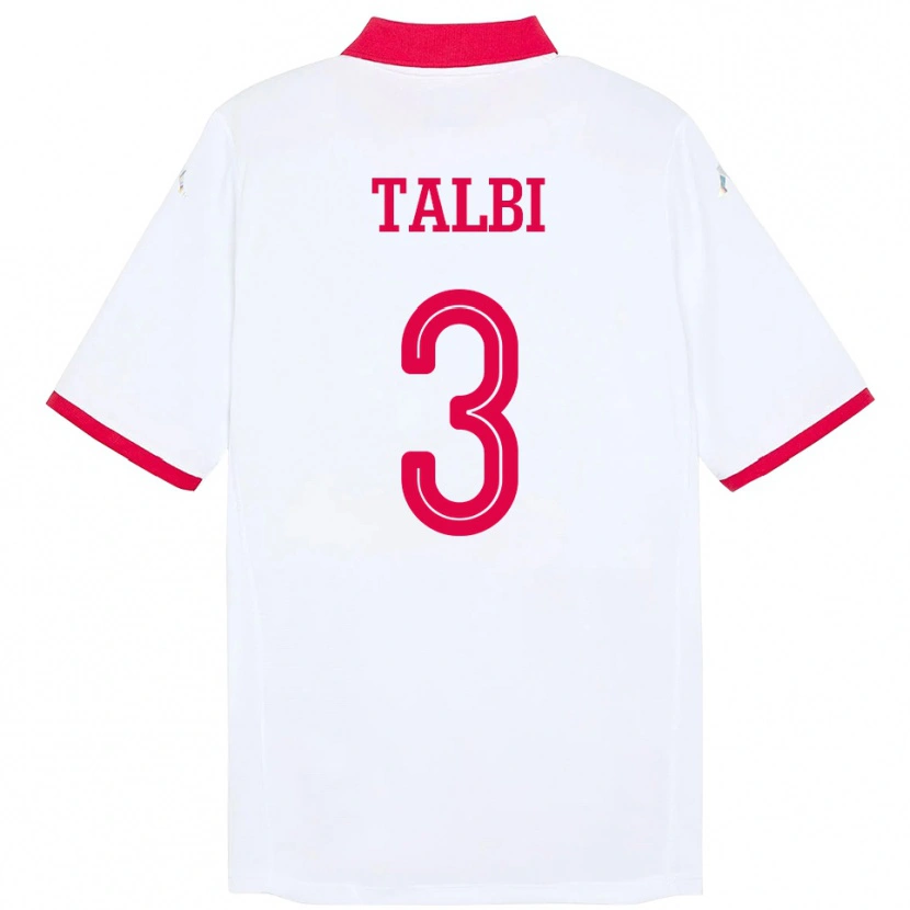 Danxen Homme Maillot Tunisie Montassar Talbi #3 Blanc Tenues Extérieur 24-26 T-Shirt