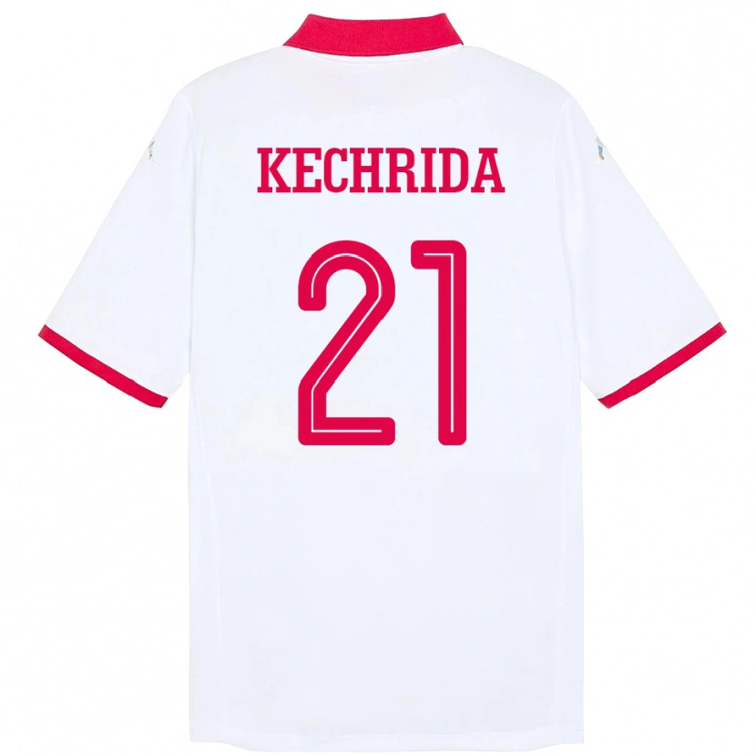 Danxen Homme Maillot Tunisie Wajdi Kechrida #21 Blanc Tenues Extérieur 24-26 T-Shirt