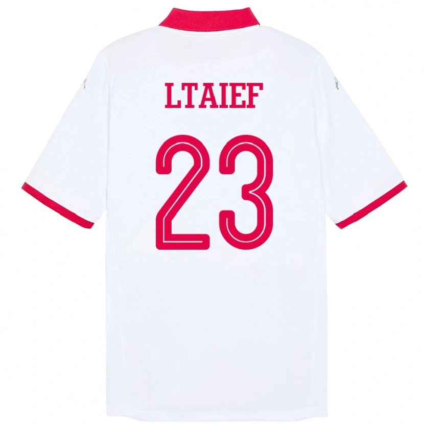 Danxen Homme Maillot Tunisie Sayfallah Ltaief #23 Blanc Tenues Extérieur 24-26 T-Shirt