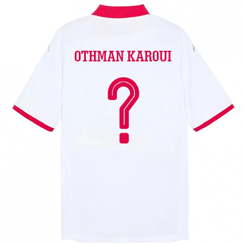 Danxen Homme Maillot Tunisie Mohamed Othman Karoui #0 Blanc Tenues Extérieur 24-26 T-Shirt