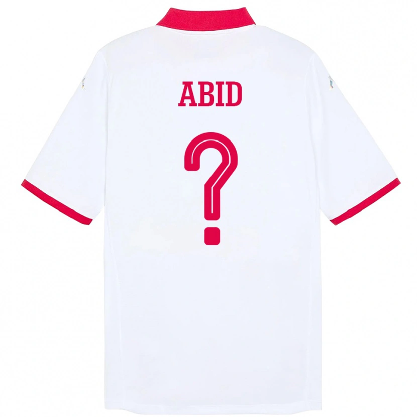 Danxen Homme Maillot Tunisie Oussama Abid #0 Blanc Tenues Extérieur 24-26 T-Shirt