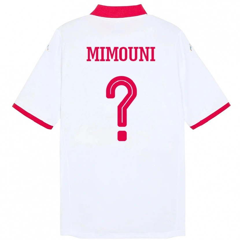 Danxen Homme Maillot Tunisie Farouk Mimouni #0 Blanc Tenues Extérieur 24-26 T-Shirt