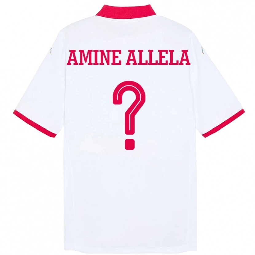 Danxen Homme Maillot Tunisie Mohamed Amine Allela #0 Blanc Tenues Extérieur 24-26 T-Shirt