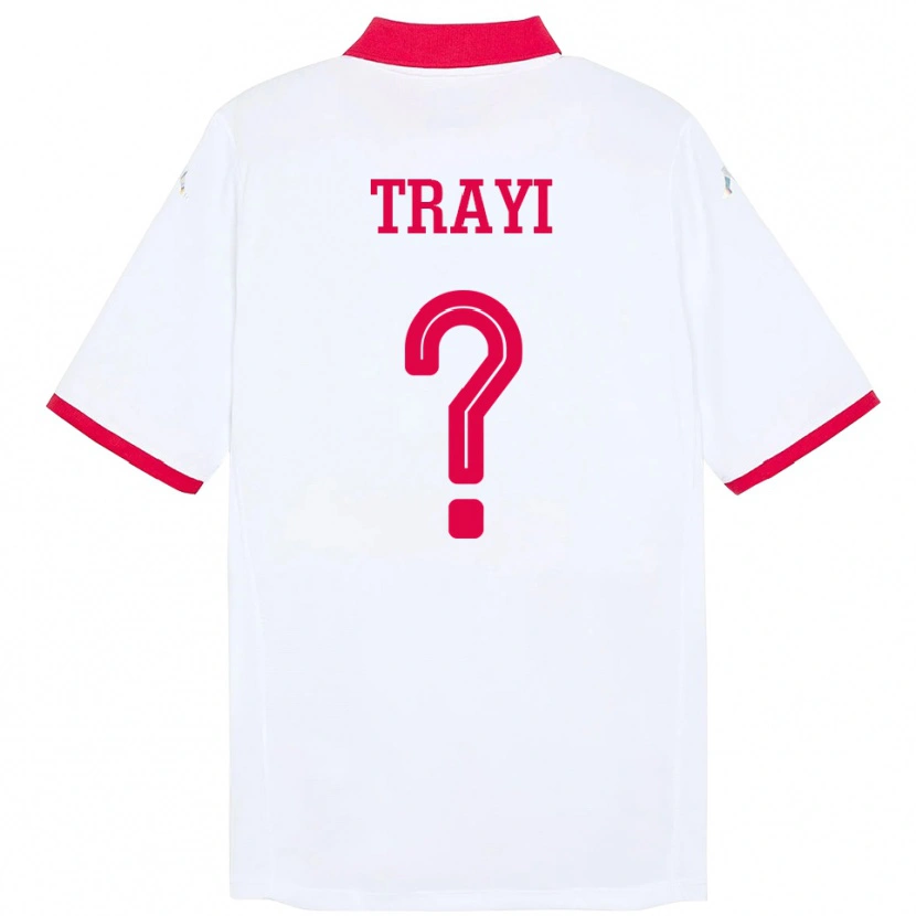 Danxen Homme Maillot Tunisie Louay Trayi #0 Blanc Tenues Extérieur 24-26 T-Shirt