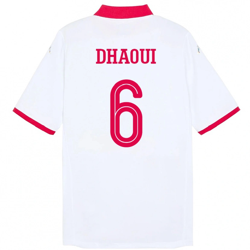 Danxen Homme Maillot Tunisie Elyes Dhaoui #6 Blanc Tenues Extérieur 24-26 T-Shirt