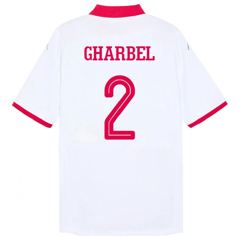 Danxen Homme Maillot Tunisie Mahmoud Gharbel #2 Blanc Tenues Extérieur 24-26 T-Shirt
