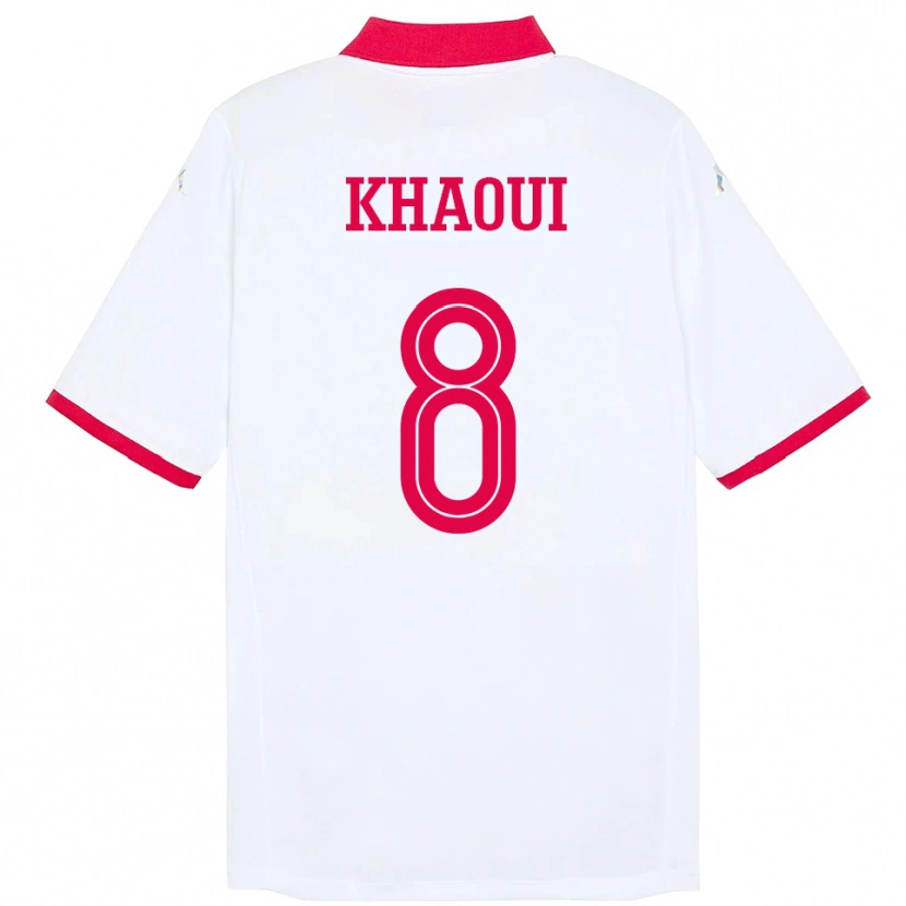 Danxen Homme Maillot Tunisie Saif Eddine Khaoui #8 Blanc Tenues Extérieur 24-26 T-Shirt