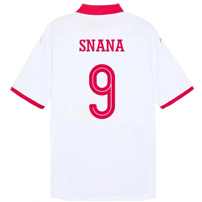 Danxen Homme Maillot Tunisie Youssef Snana #9 Blanc Tenues Extérieur 24-26 T-Shirt