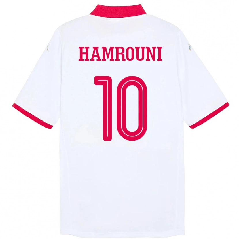 Danxen Homme Maillot Tunisie Rayen Hamrouni #10 Blanc Tenues Extérieur 24-26 T-Shirt