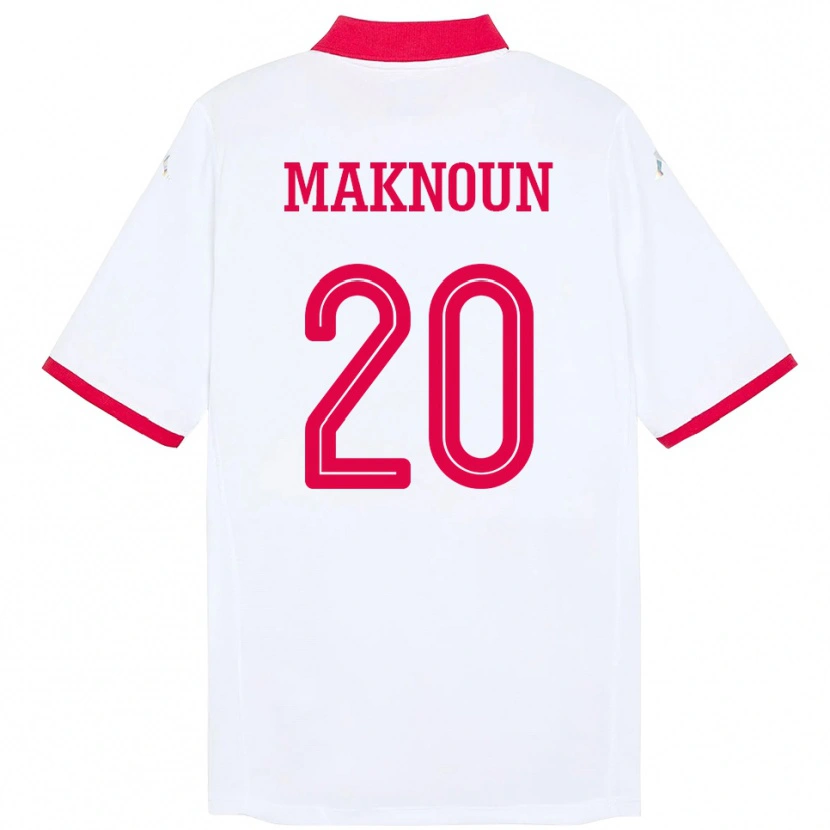 Danxen Homme Maillot Tunisie Leila Maknoun #20 Blanc Tenues Extérieur 24-26 T-Shirt