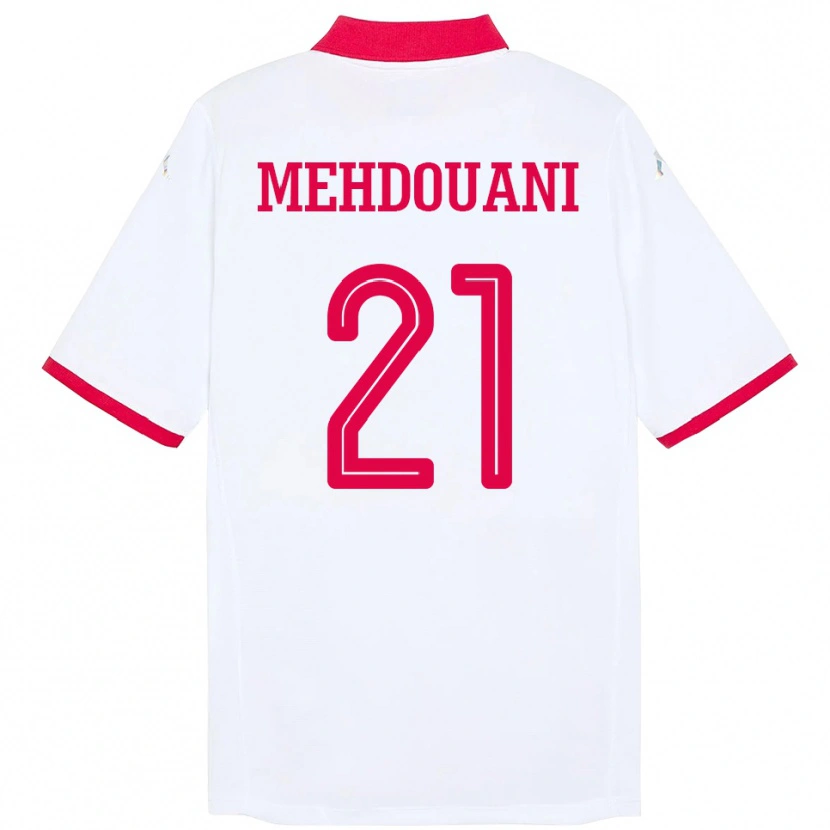 Danxen Homme Maillot Tunisie Firas Mehdouani #21 Blanc Tenues Extérieur 24-26 T-Shirt