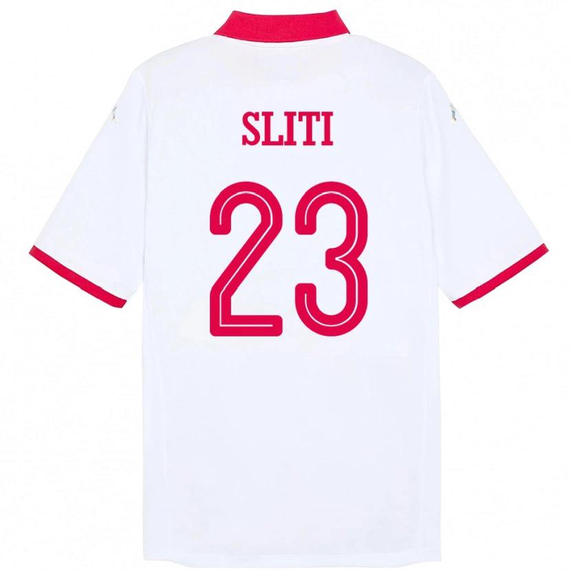 Danxen Homme Maillot Tunisie Naim Sliti #23 Blanc Tenues Extérieur 24-26 T-Shirt