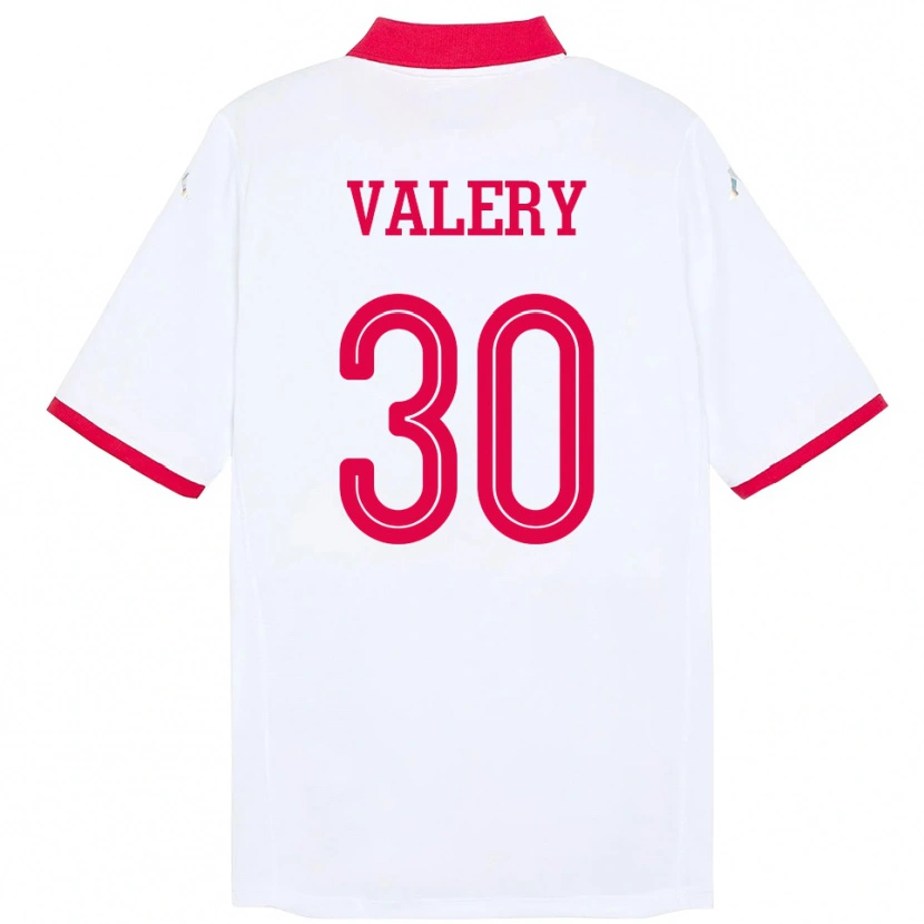 Danxen Homme Maillot Tunisie Yann Valery #30 Blanc Tenues Extérieur 24-26 T-Shirt