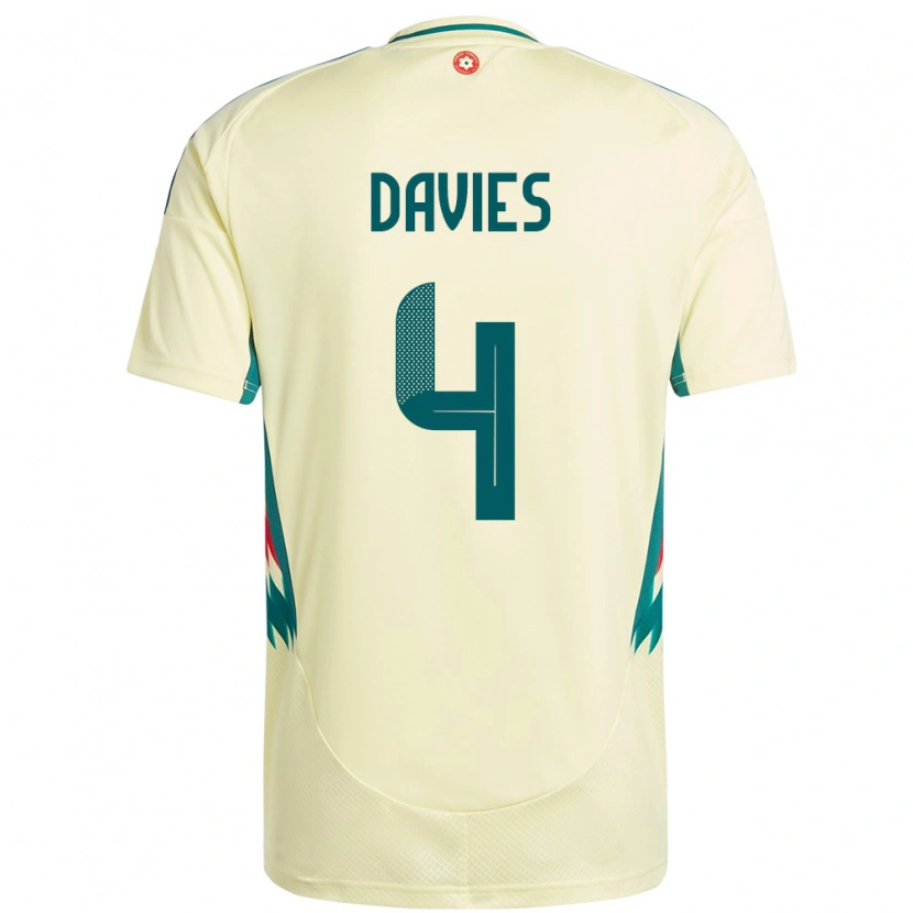 Danxen Homme Maillot Pays De Galles Ben Davies #4 Beige Jaune Tenues Extérieur 24-26 T-Shirt