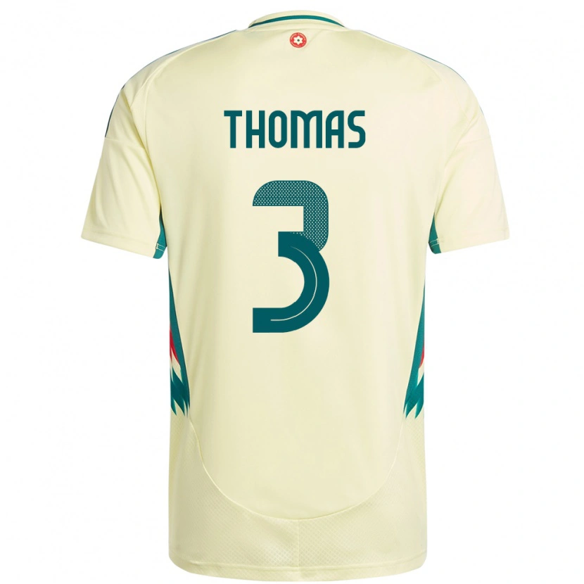 Danxen Homme Maillot Pays De Galles Elis Thomas #3 Beige Jaune Tenues Extérieur 24-26 T-Shirt