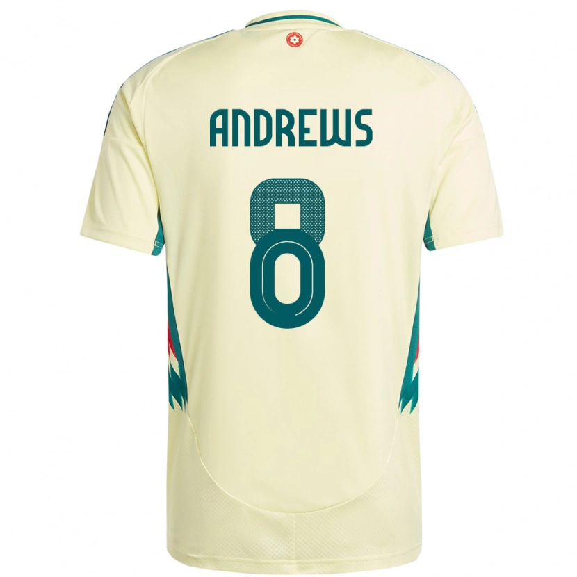 Danxen Homme Maillot Pays De Galles Kai Andrews #8 Beige Jaune Tenues Extérieur 24-26 T-Shirt