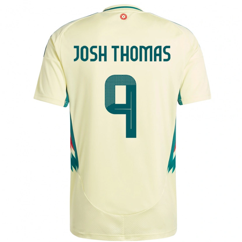 Danxen Homme Maillot Pays De Galles Josh Thomas #9 Beige Jaune Tenues Extérieur 24-26 T-Shirt