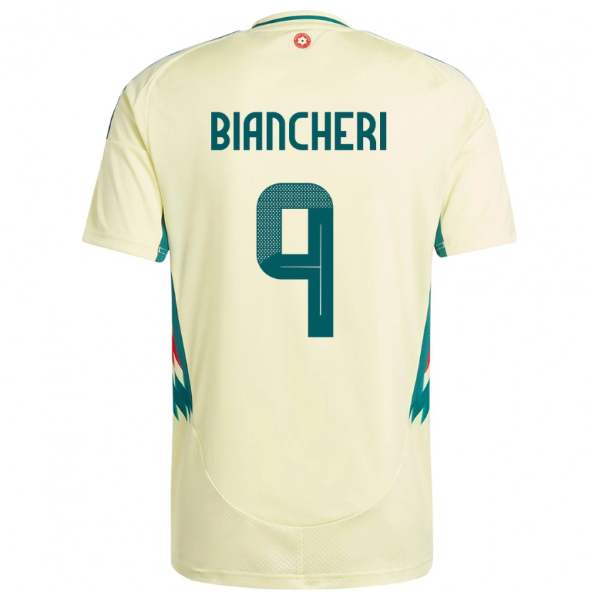Danxen Homme Maillot Pays De Galles Gabriele Biancheri #9 Beige Jaune Tenues Extérieur 24-26 T-Shirt