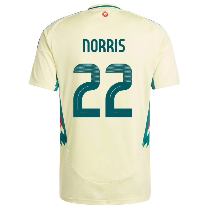 Danxen Homme Maillot Pays De Galles Jacob Norris #22 Beige Jaune Tenues Extérieur 24-26 T-Shirt