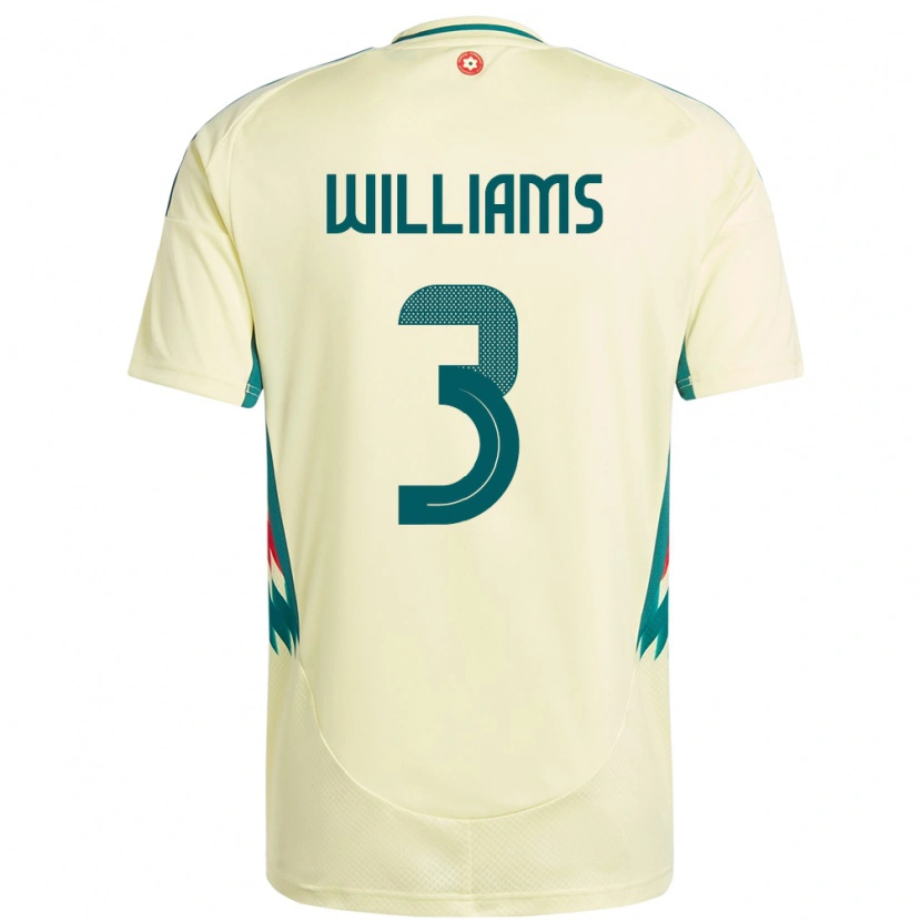 Danxen Homme Maillot Pays De Galles Zac Williams #3 Beige Jaune Tenues Extérieur 24-26 T-Shirt