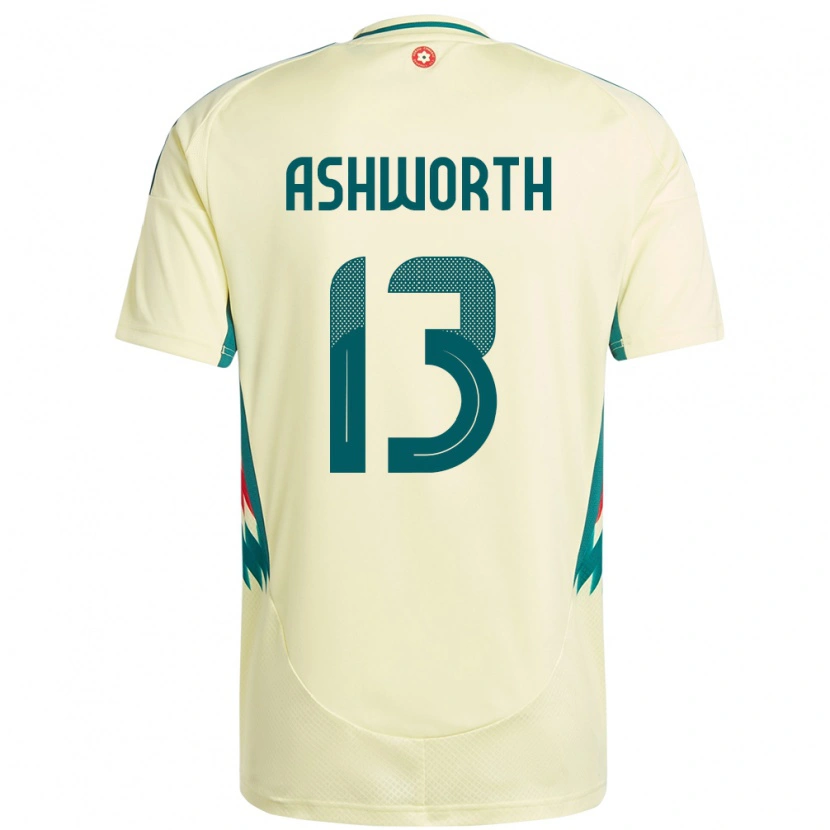 Danxen Homme Maillot Pays De Galles Fin Ashworth #13 Beige Jaune Tenues Extérieur 24-26 T-Shirt