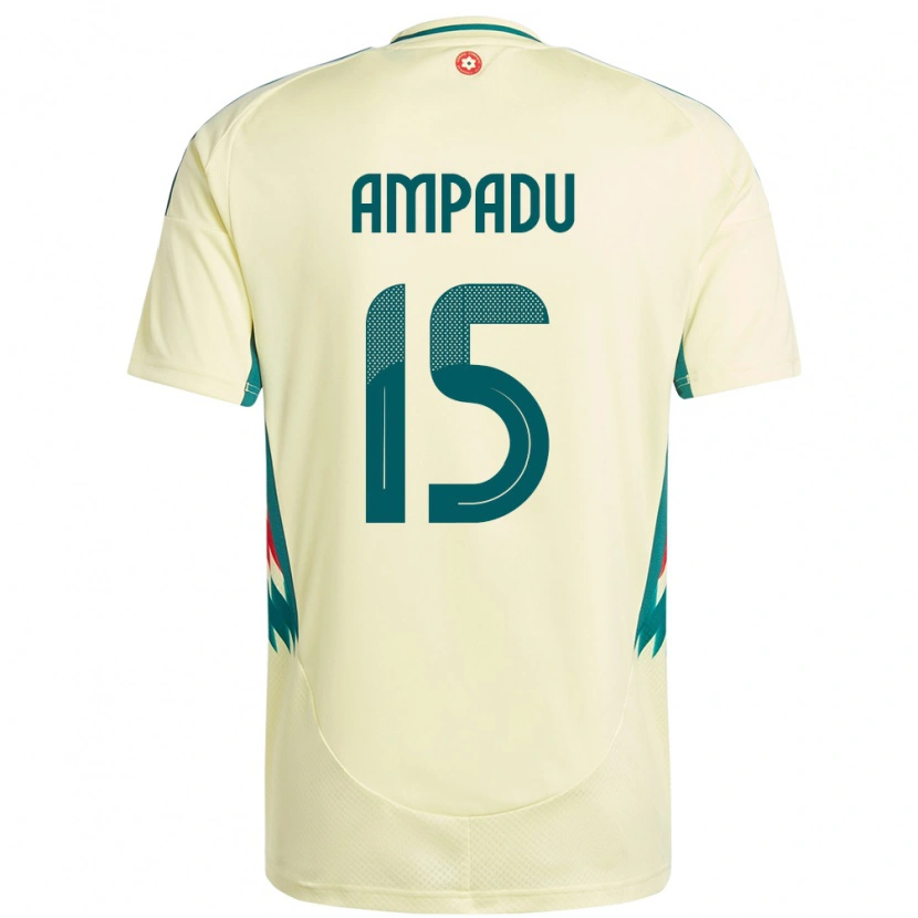 Danxen Homme Maillot Pays De Galles Ethan Ampadu #15 Beige Jaune Tenues Extérieur 24-26 T-Shirt