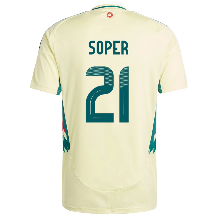 Danxen Homme Maillot Pays De Galles Poppy Soper #21 Beige Jaune Tenues Extérieur 24-26 T-Shirt