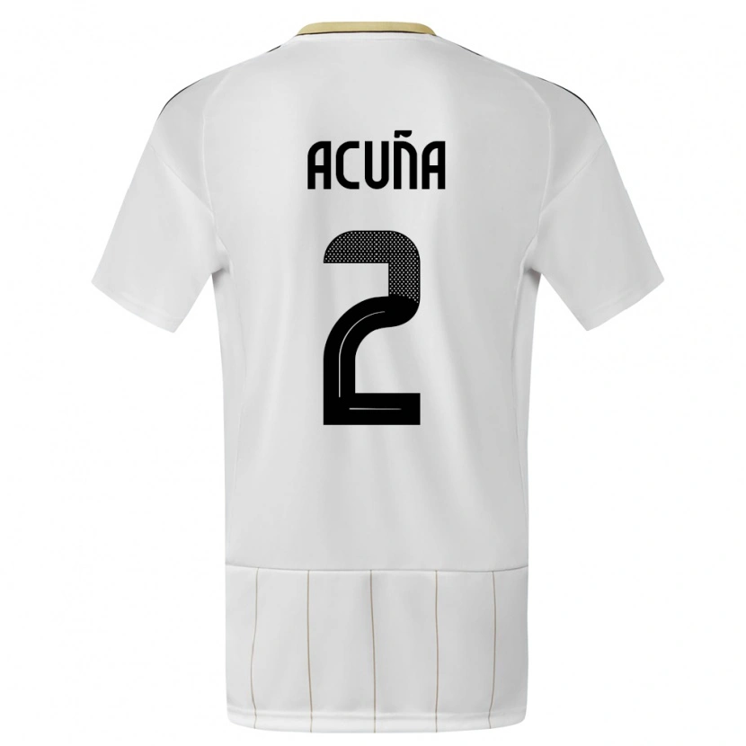 Danxen Homme Maillot Costa Rica Sebastián Acuña #2 Blanc Tenues Extérieur 24-26 T-Shirt