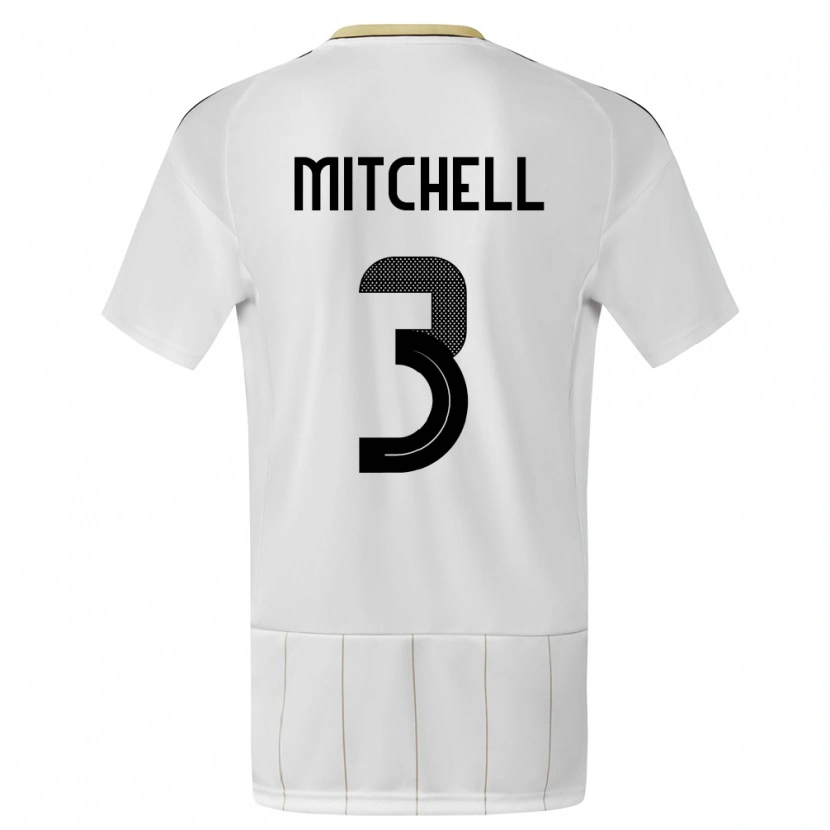 Danxen Homme Maillot Costa Rica Jeyland Mitchell #3 Blanc Tenues Extérieur 24-26 T-Shirt