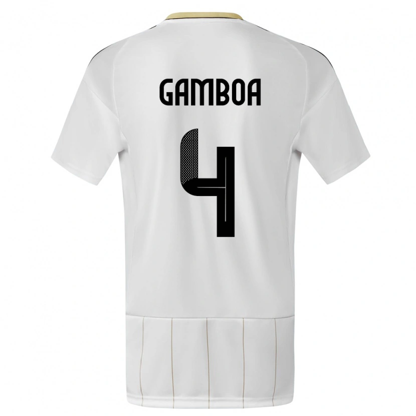 Danxen Homme Maillot Costa Rica Alexis Gamboa #4 Blanc Tenues Extérieur 24-26 T-Shirt