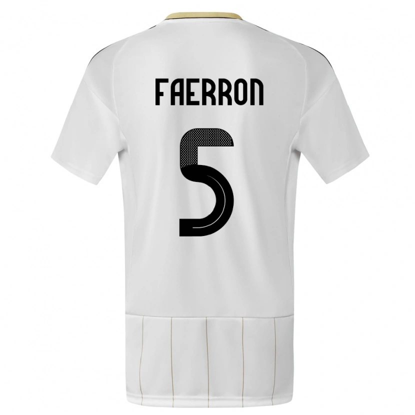 Danxen Homme Maillot Costa Rica Fernán Faerron #5 Blanc Tenues Extérieur 24-26 T-Shirt