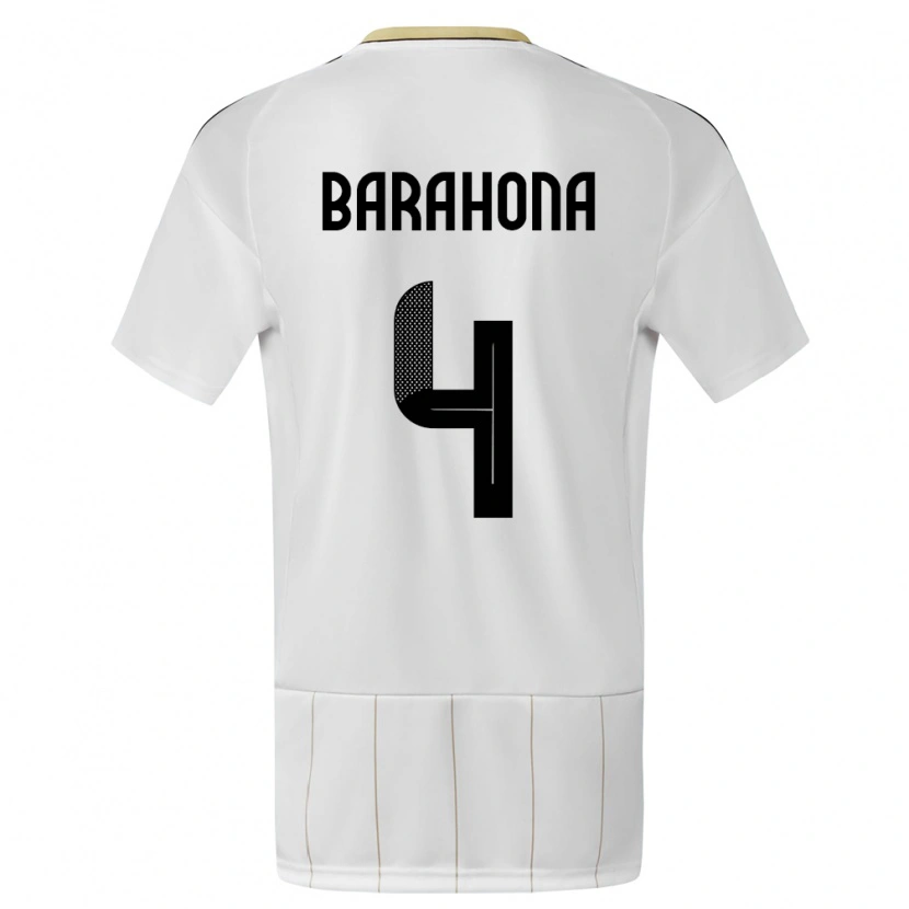 Danxen Homme Maillot Costa Rica Carlos Barahona #4 Blanc Tenues Extérieur 24-26 T-Shirt