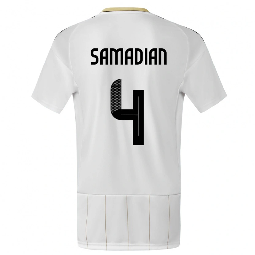 Danxen Homme Maillot Costa Rica Farbod Samadian #4 Blanc Tenues Extérieur 24-26 T-Shirt