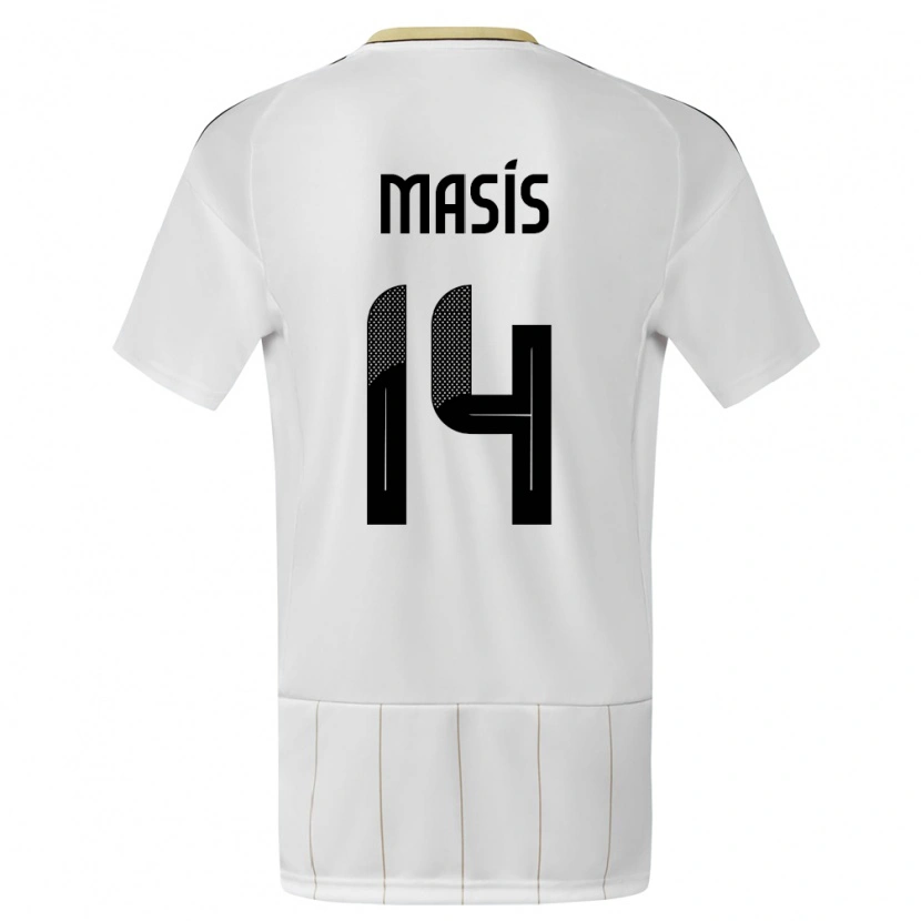Danxen Homme Maillot Costa Rica Dylan Masís #14 Blanc Tenues Extérieur 24-26 T-Shirt