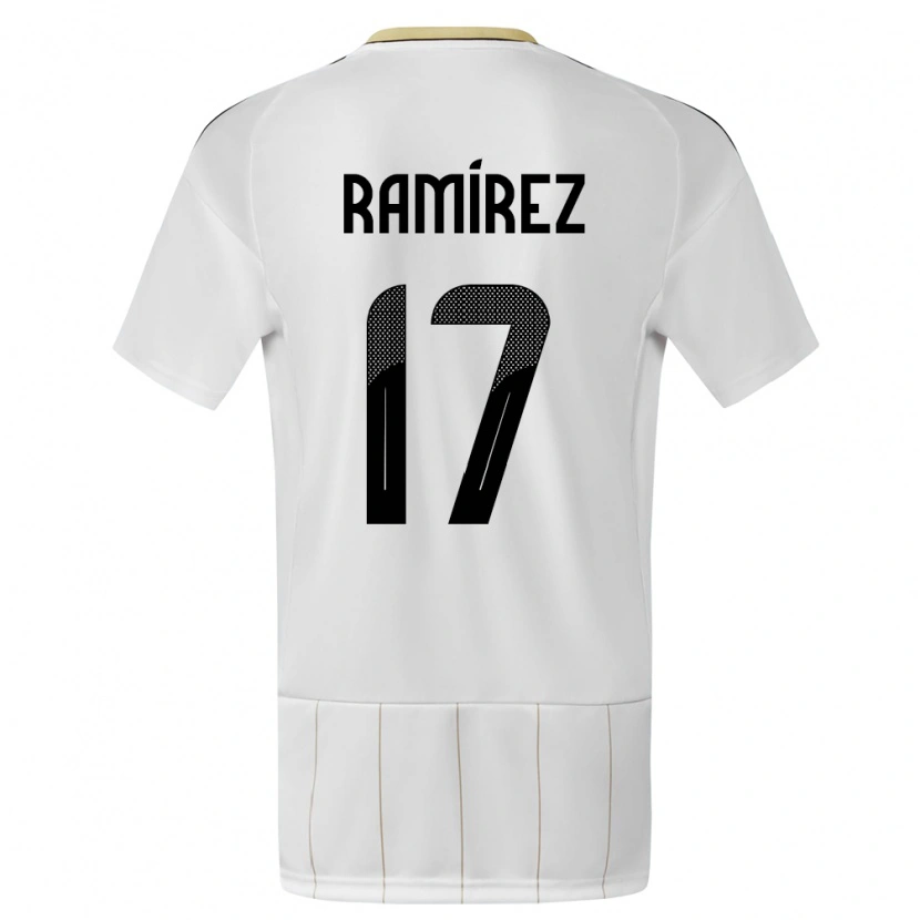 Danxen Homme Maillot Costa Rica Dylan Ramírez #17 Blanc Tenues Extérieur 24-26 T-Shirt