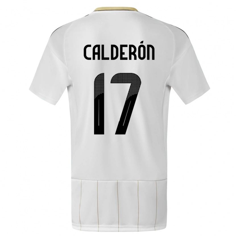 Danxen Homme Maillot Costa Rica Brayan Calderón #17 Blanc Tenues Extérieur 24-26 T-Shirt