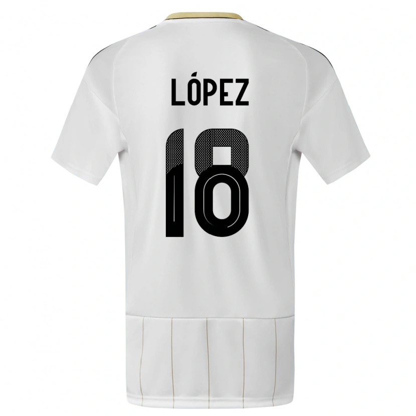 Danxen Homme Maillot Costa Rica Jafeth López #18 Blanc Tenues Extérieur 24-26 T-Shirt