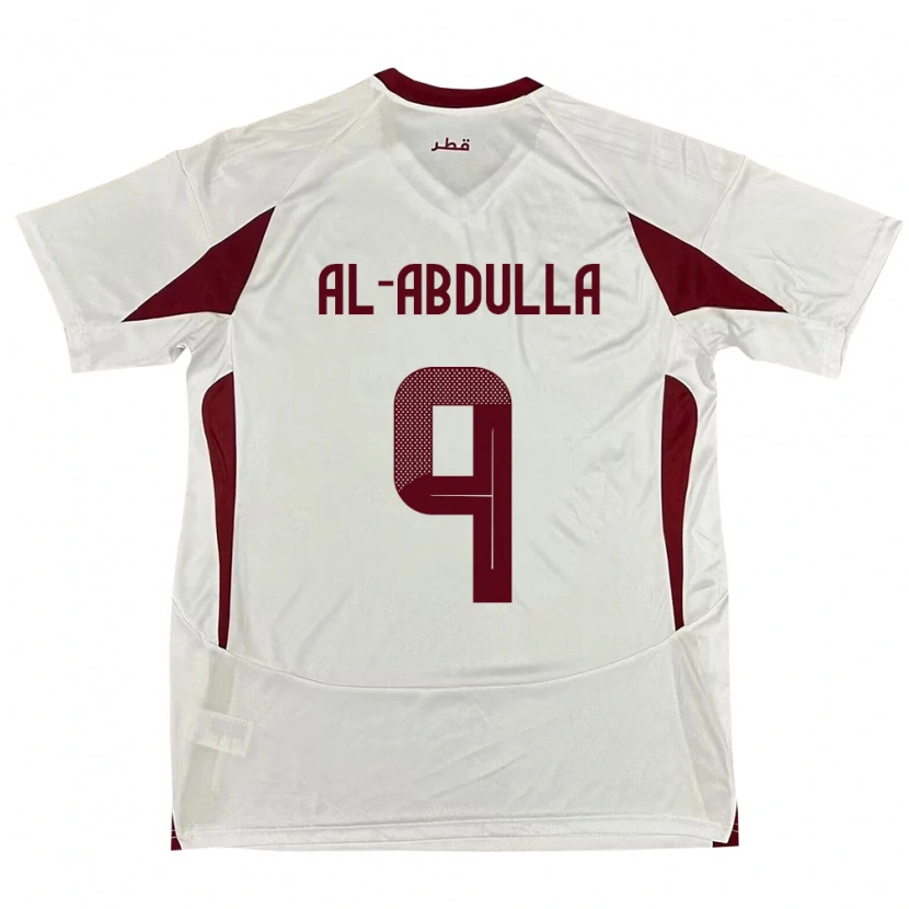 Danxen Homme Maillot Qatar Rashid Al-Abdulla #9 Blanc Tenues Extérieur 24-26 T-Shirt