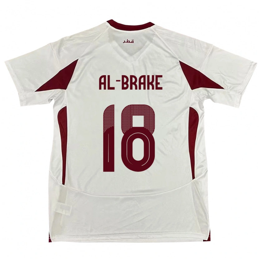 Danxen Homme Maillot Qatar Sultan Al-Brake #18 Blanc Tenues Extérieur 24-26 T-Shirt