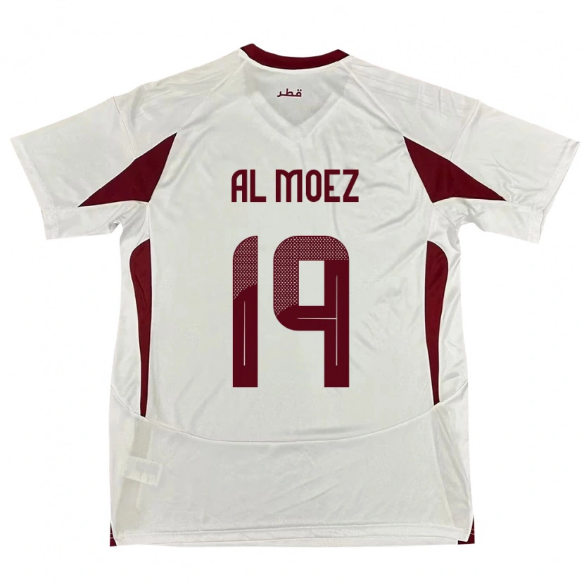 Danxen Homme Maillot Qatar Almoez Ali #19 Blanc Tenues Extérieur 24-26 T-Shirt