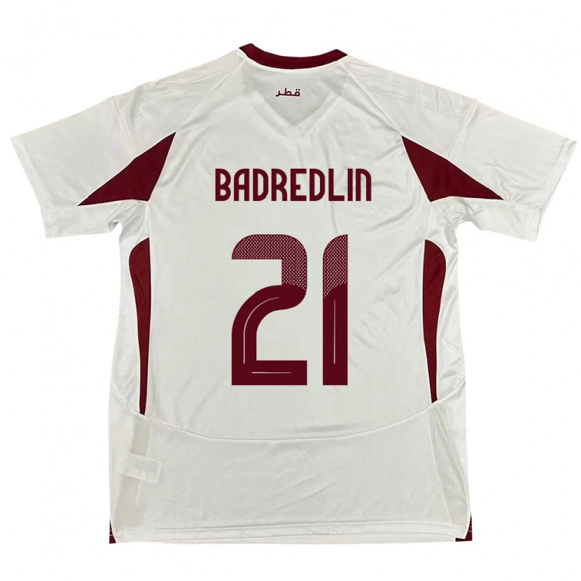 Danxen Homme Maillot Qatar Marwan Badredlin #21 Blanc Tenues Extérieur 24-26 T-Shirt
