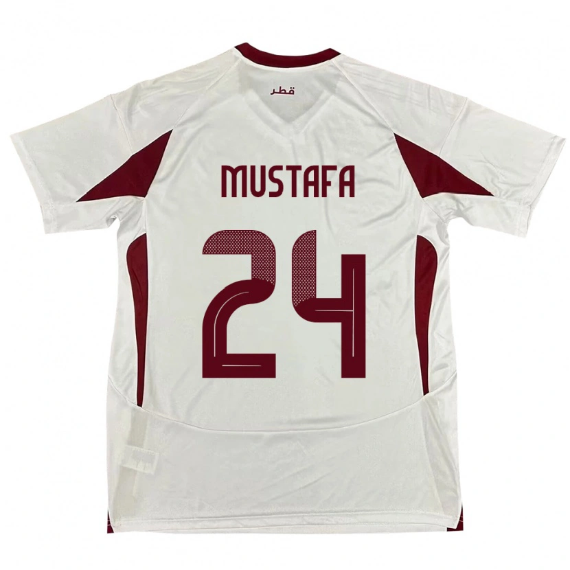 Danxen Homme Maillot Qatar Mustafa Mashaal #24 Blanc Tenues Extérieur 24-26 T-Shirt