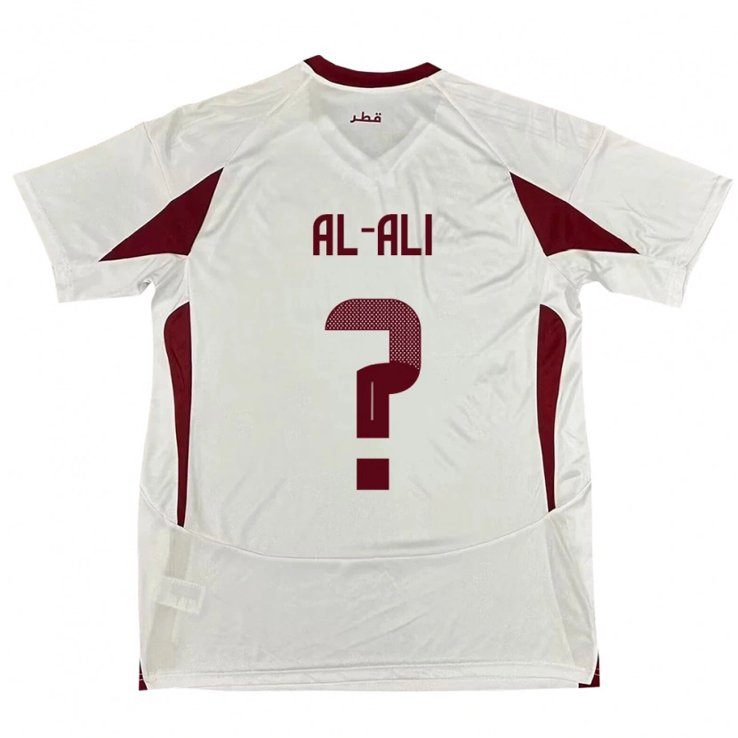Danxen Homme Maillot Qatar Abdulla Al-Ali #0 Blanc Tenues Extérieur 24-26 T-Shirt