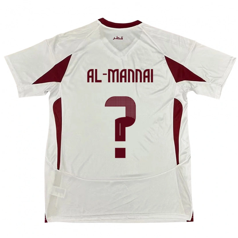 Danxen Homme Maillot Qatar Mohamed Al-Mannai #0 Blanc Tenues Extérieur 24-26 T-Shirt