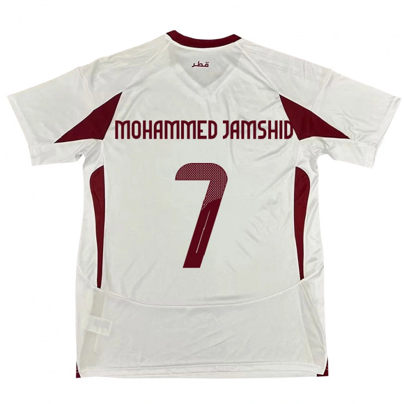 Danxen Homme Maillot Qatar Tahsin Mohammed Jamshid #7 Blanc Tenues Extérieur 24-26 T-Shirt