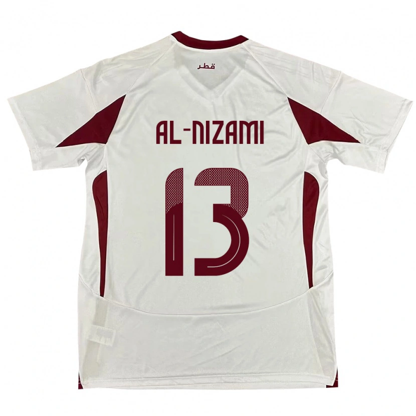 Danxen Homme Maillot Qatar Yousef Mohammad Al-Nizami #13 Blanc Tenues Extérieur 24-26 T-Shirt
