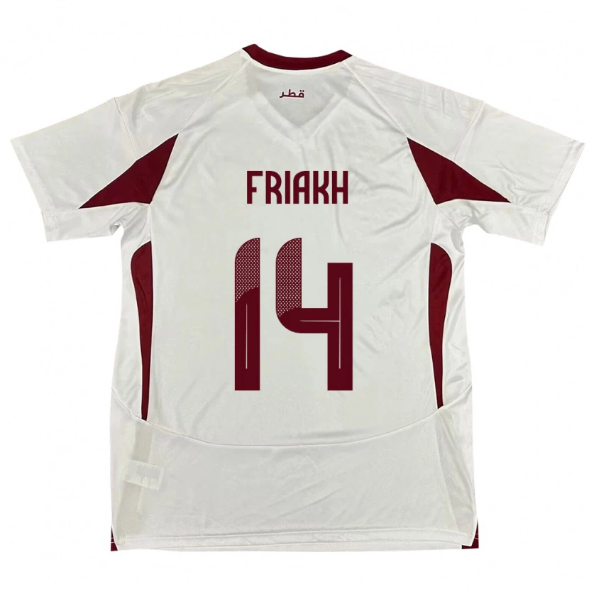 Danxen Homme Maillot Qatar Jamil Friakh #14 Blanc Tenues Extérieur 24-26 T-Shirt